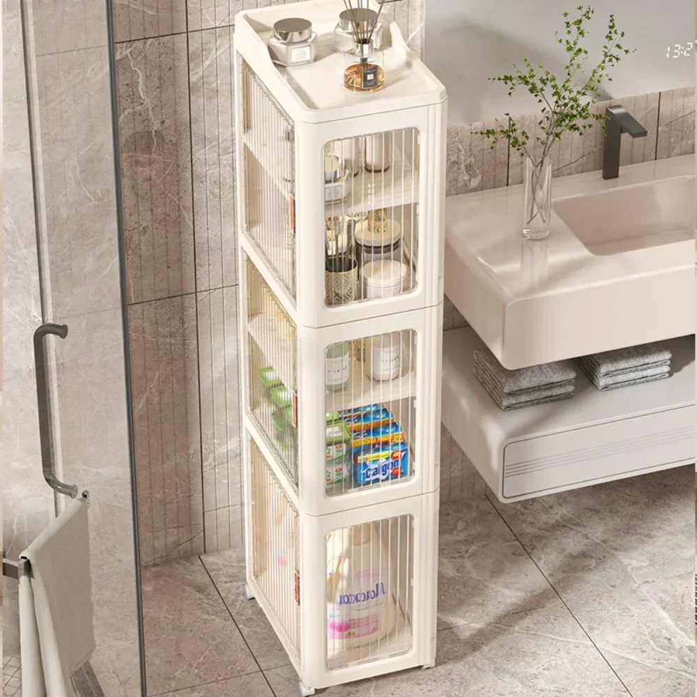 Multifunctional Storage Cabinet Drawer Style Bathroom Crevice Cabinet SeamOrganizer Shelf Toilet Moisture-Proof Capacity Shelves