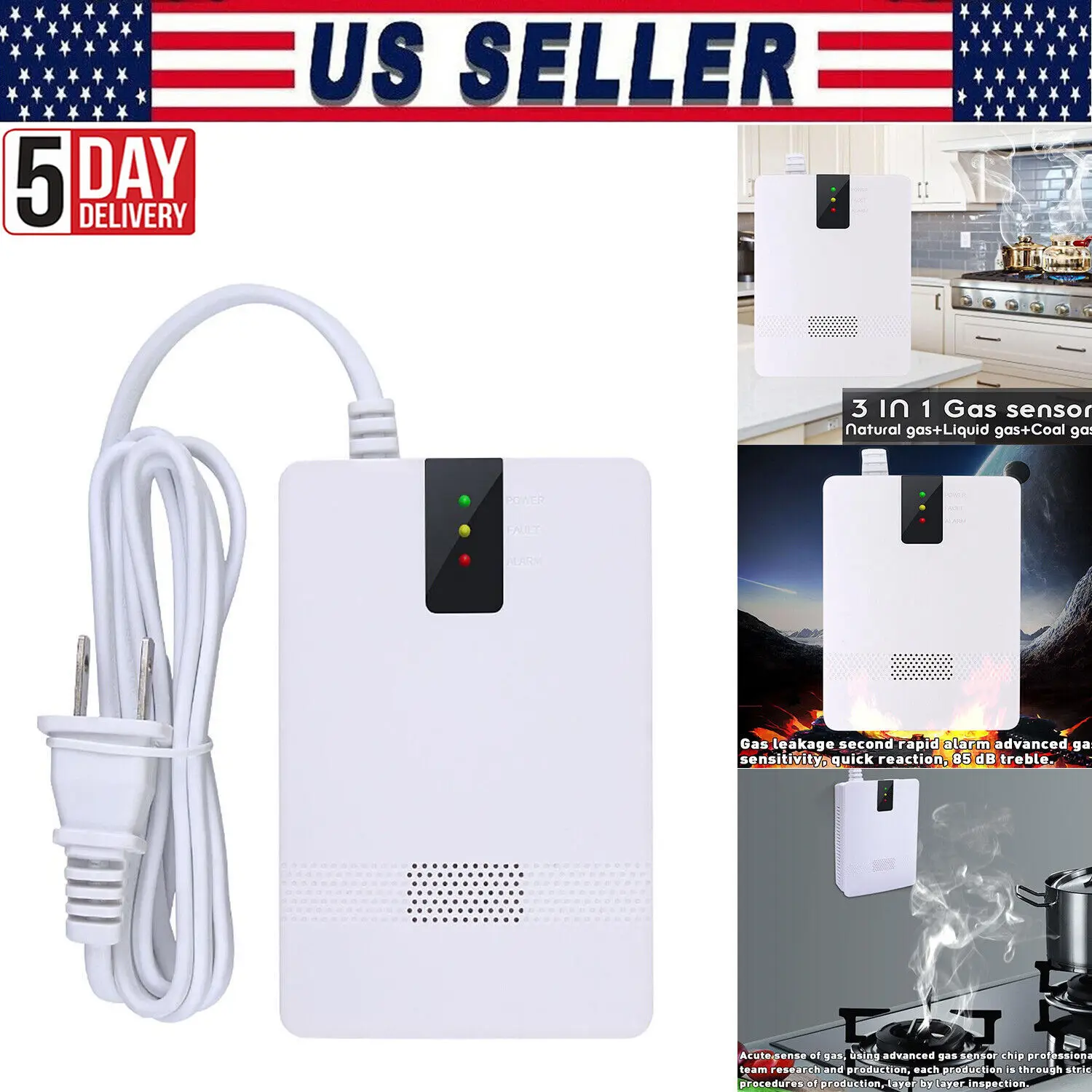 Portable Gas Leak Detector Tester Propane Methane Natural Gas Alarm Sensor Safe