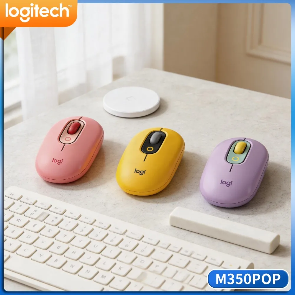 Logitech M350 POP Slim Wireless Mouse Nano USB Receiver Low‑Vibration Clicks For Night‑Shift Back‑Office Staff
