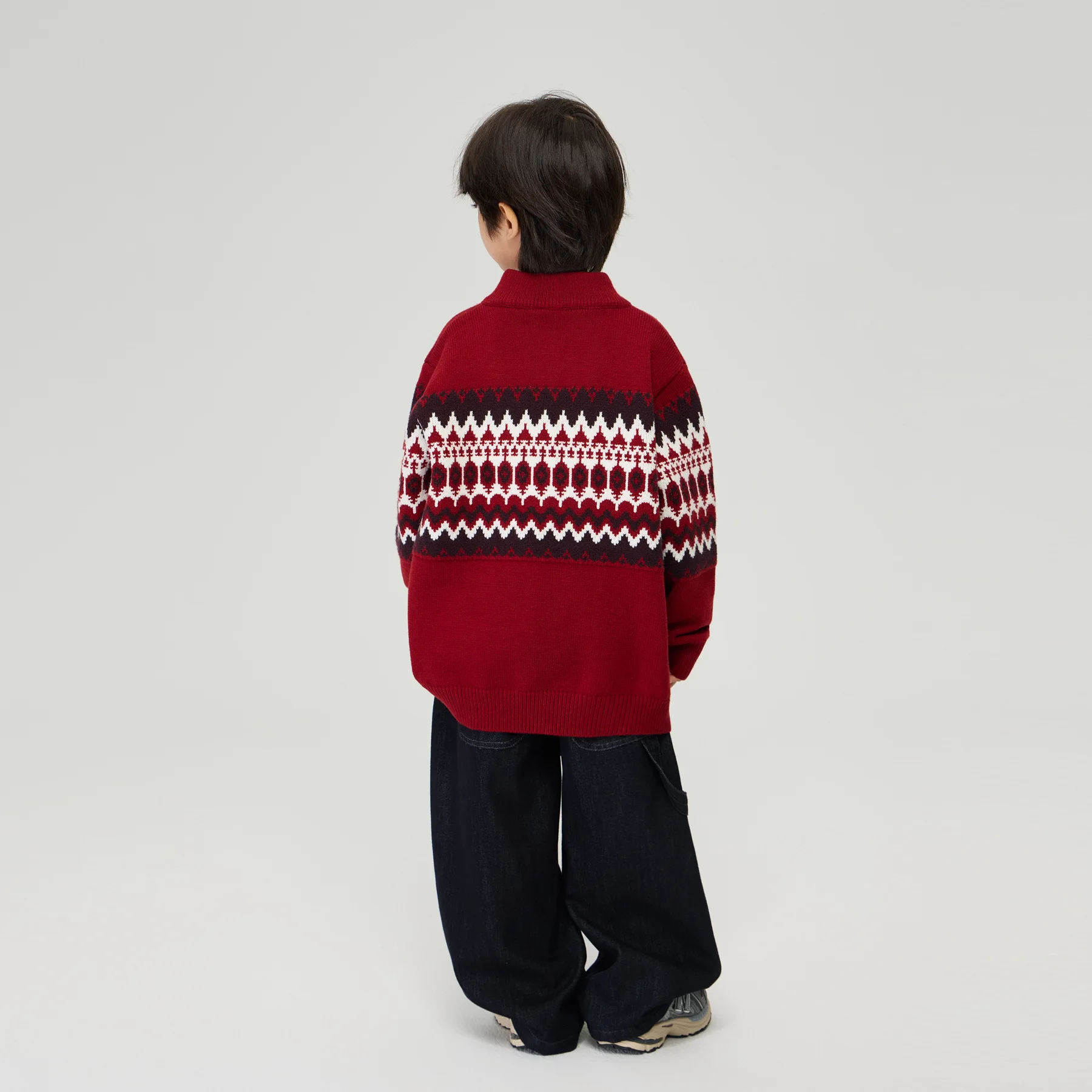 الخريف والربيع الأطفال الجديدة سنة جديدة سعيدة الأحمر عيد الميلاد محبوك سترة صبي وفتاة سترة سميكة الموضة