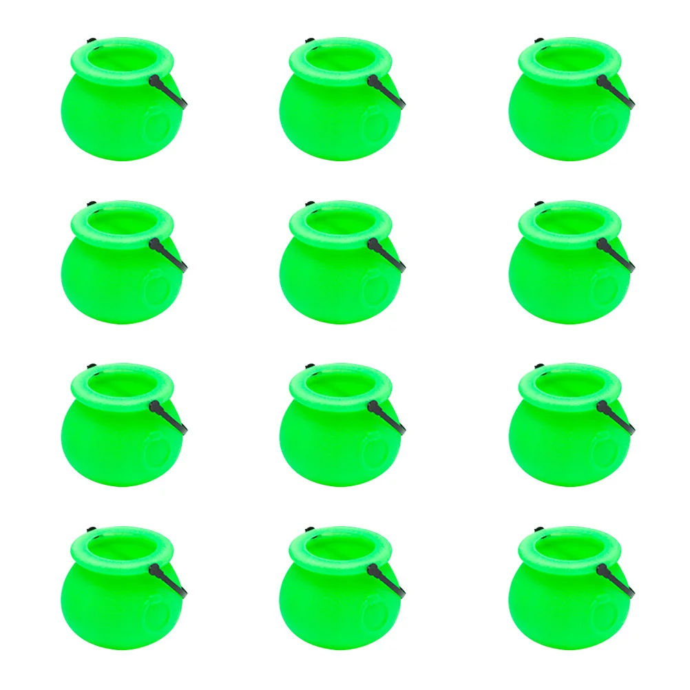 12pcs Green Portable Candy Jar Plastic Witch Storage Jar Window Ornament Biscuit Food Storage Can Toys for Kids Child- Size S