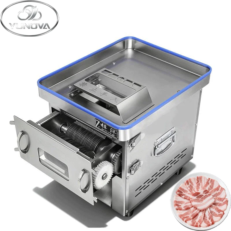 

Мясорезка из нержавеющей стали с двигателем 850 Вт, регулируемая толщина нарезки 3-5 мм