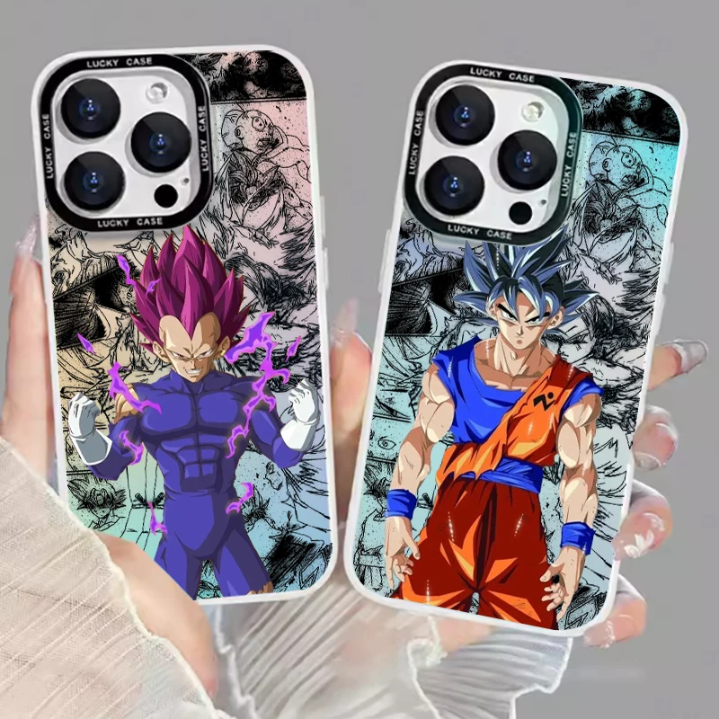 Art D-Dragon Ball Vegeta Goku Phone Case For Apple iPhone 15 14 13 12 11 XS XR X Pro MAX 8 7 Plus Laser Gradient Soft Cover