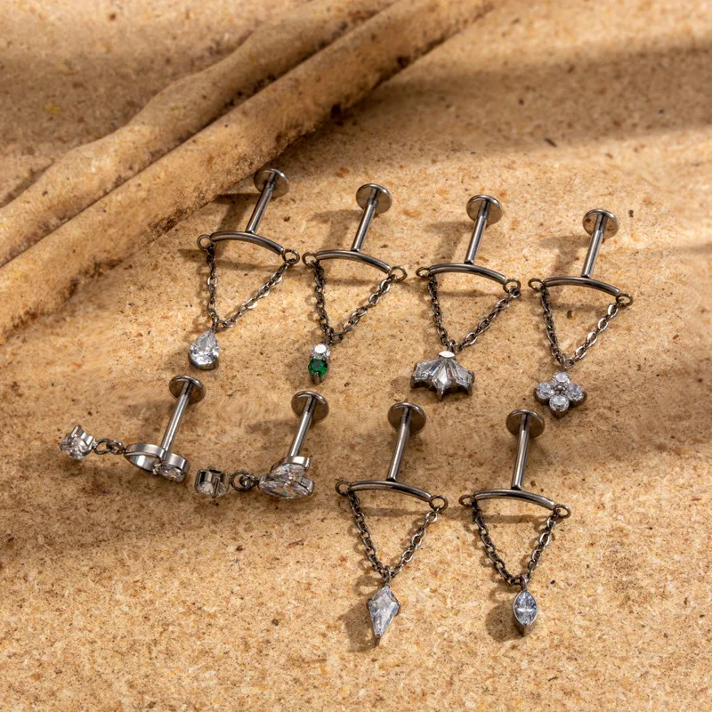 1 قطعة ASTM F136 التيتانيوم ثقب Labret مسمار موضوع داخلي الشفاه مسمار تشيكوسلوفاكيا زهرة سلسلة بدلاية اللولب الزنمة G23 مجوهرات التيتانيوم