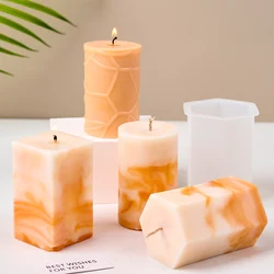 Cylinder Shape Silicone Candle Mold DIY Square Hexagonal Soap Resin Plaster Making Tool Geometry Chocolate Mould Home Decor Gift
