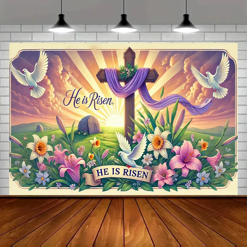 VIKAMA Osterbanner für Innen- und Außenbereich, Party-Event-Wandhintergrund, Haus- und Gartendekoration, Fotografie-Hintergrund