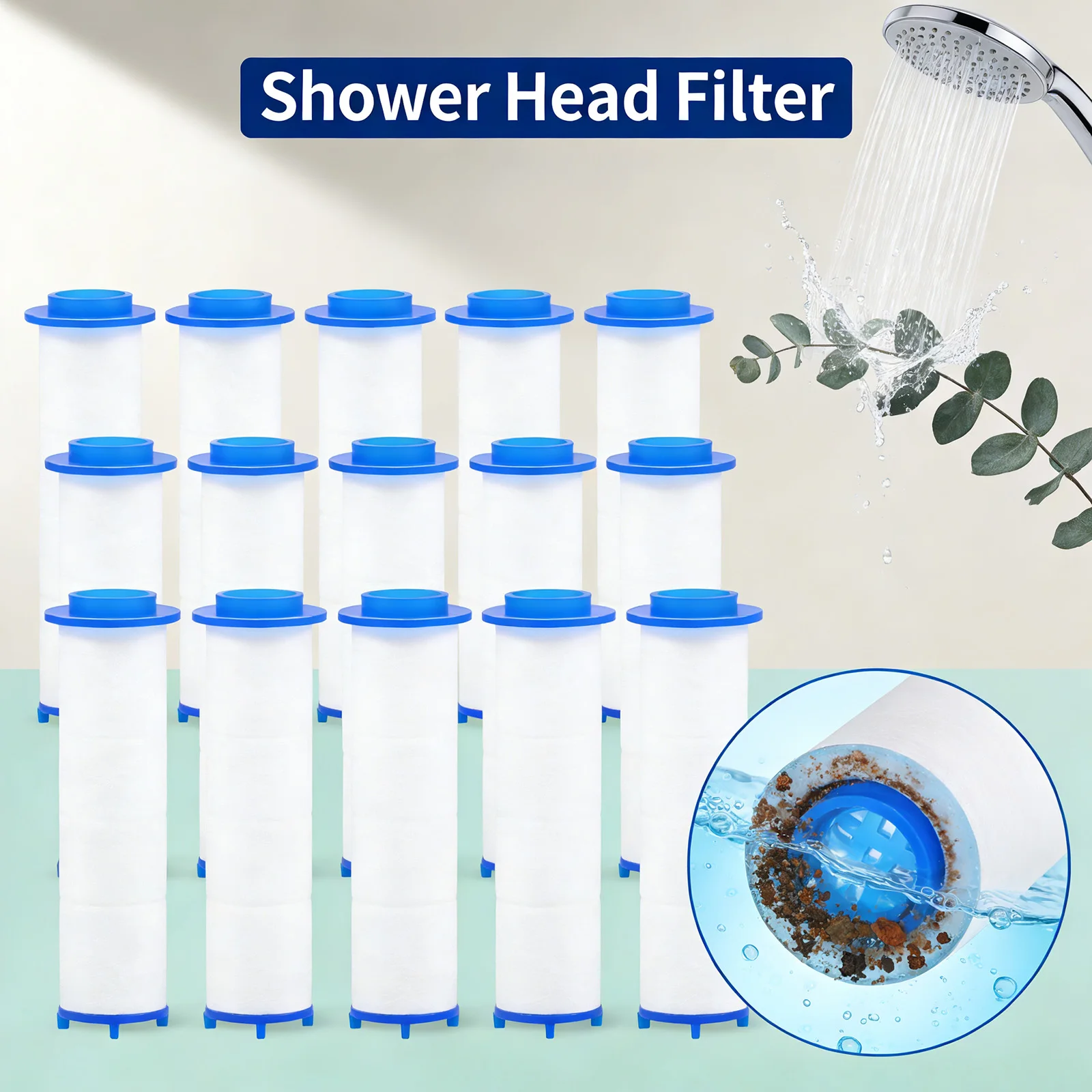 20Pcs Shower Head Filter PP Cotton Shower Filter Replacement Purify Water Shower Water Cleaning Bathroom Cleaning Accessories