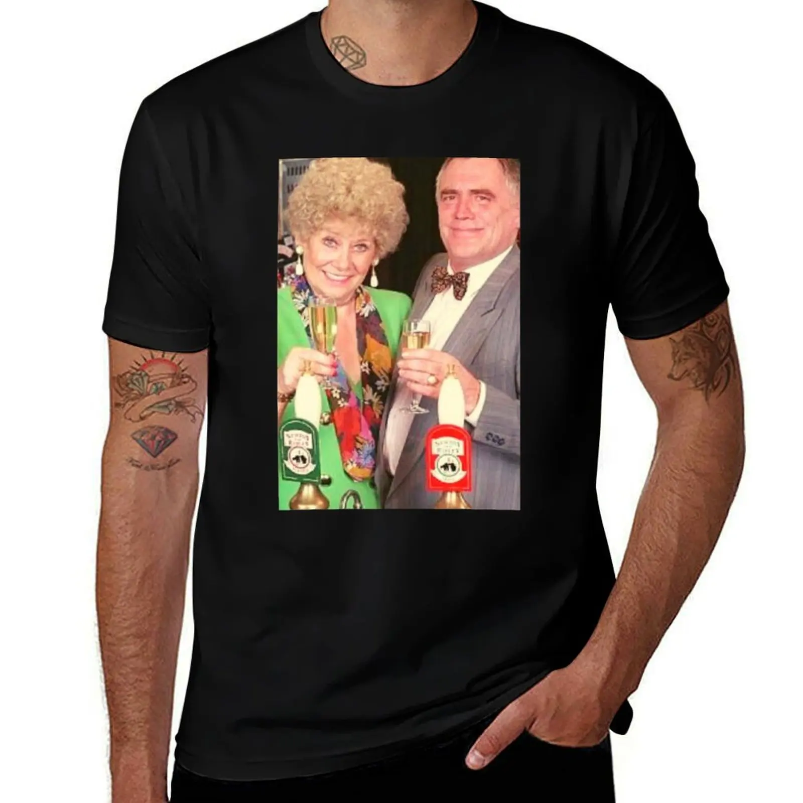 CORRIE LEGENDS JACK AND VERA DUCKWORTH Long T-Shirt Abstract Pattern Print Top T-Shirt