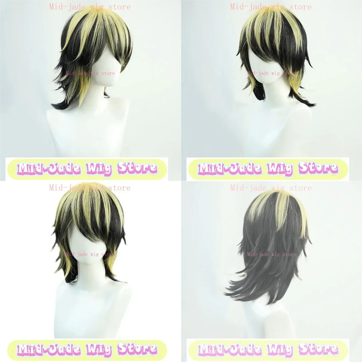 

Tokyo Avengers Hanemiya Ichiro Anime Cosplay Wig Black and Blonde Crossdye Costume Props Synthetic Hair Heat Resistant Fiber