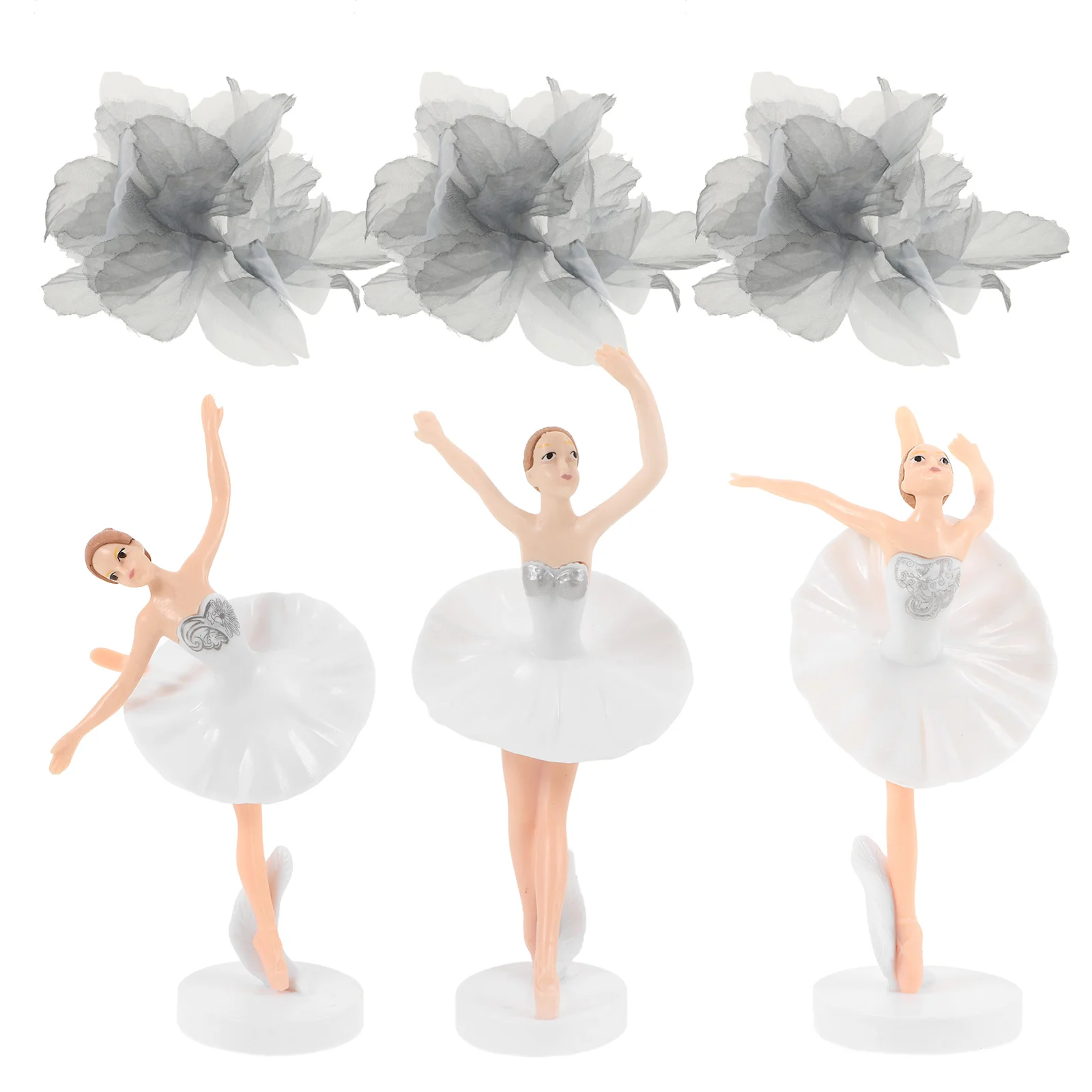 

Dancer Figurine Statue Ballet Girl Ornaments Decor Cake Accessories Table Decorations White Plastic