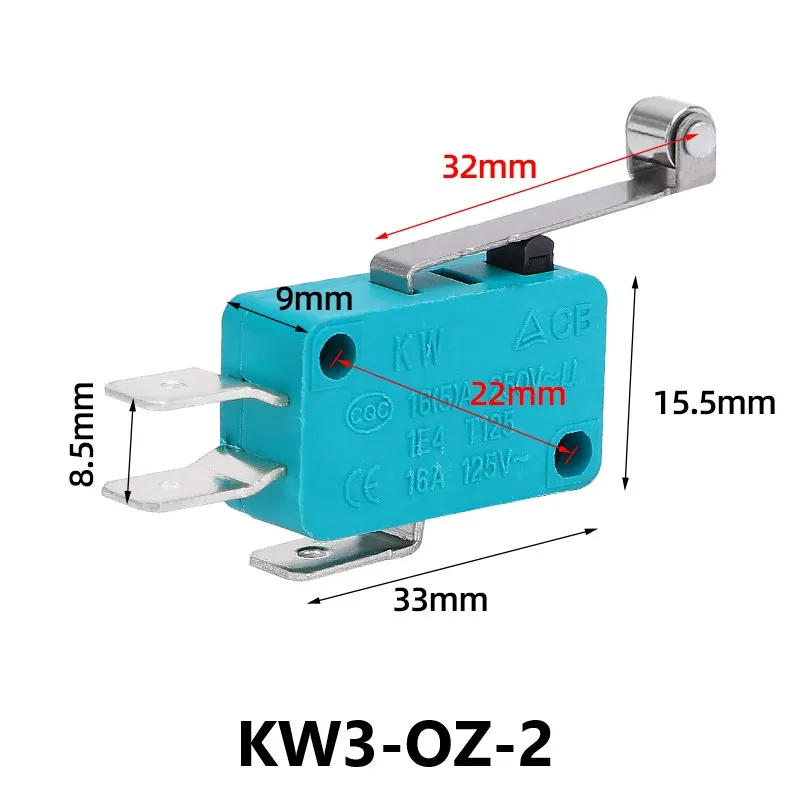 KW3-OZ Micro switch Right angle 2PIN silver contact switch Light contact switch 16A