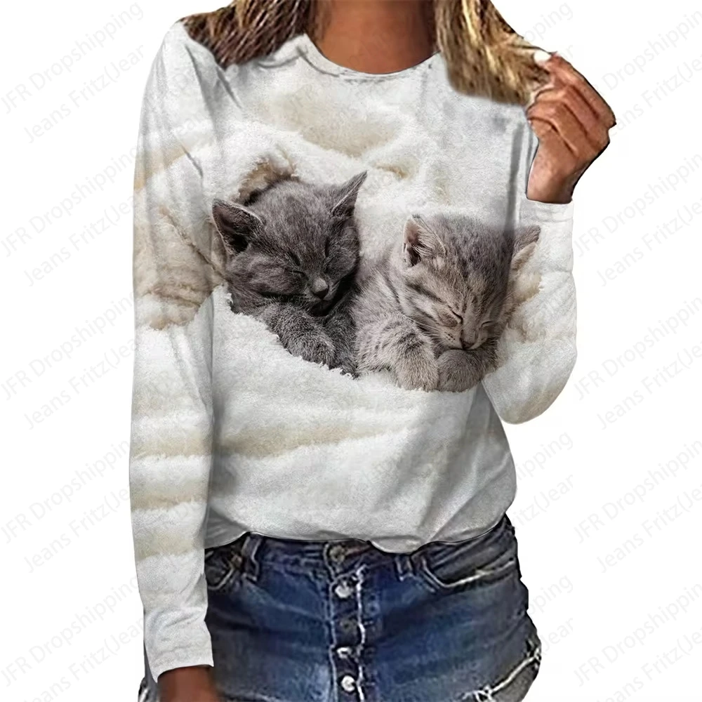 Lovely Cat 3d Print Hoodies Women Fashion Crewneck Long Sleeve Hoodie Animal Coat Kawaii Hoodie Women Sweats Womens Clothing Y2K