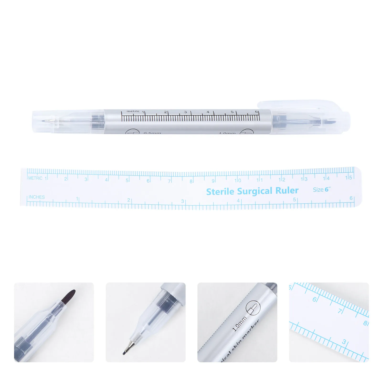

Skin Marker Pen Double Ended with Ruler for Piercing Eyebrow Lip Liner Surgical Skin Marking Tool