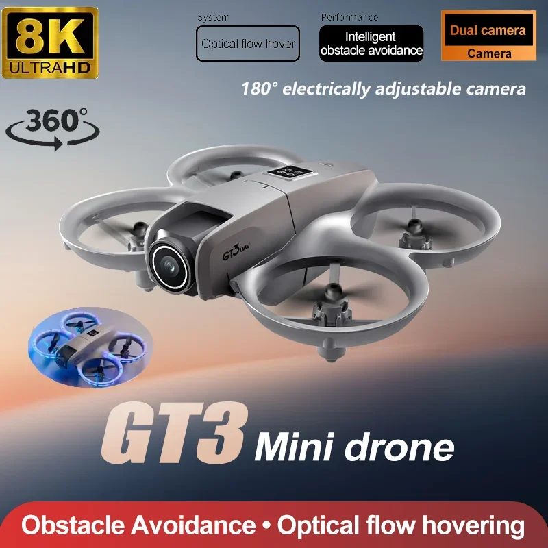 2025 NEW GT3 Mini RC Equipped With LED Lights Drone HD Dual Camera 360-Degree Flip Intelligent Obstacle Avoidance Quadcopter Toy