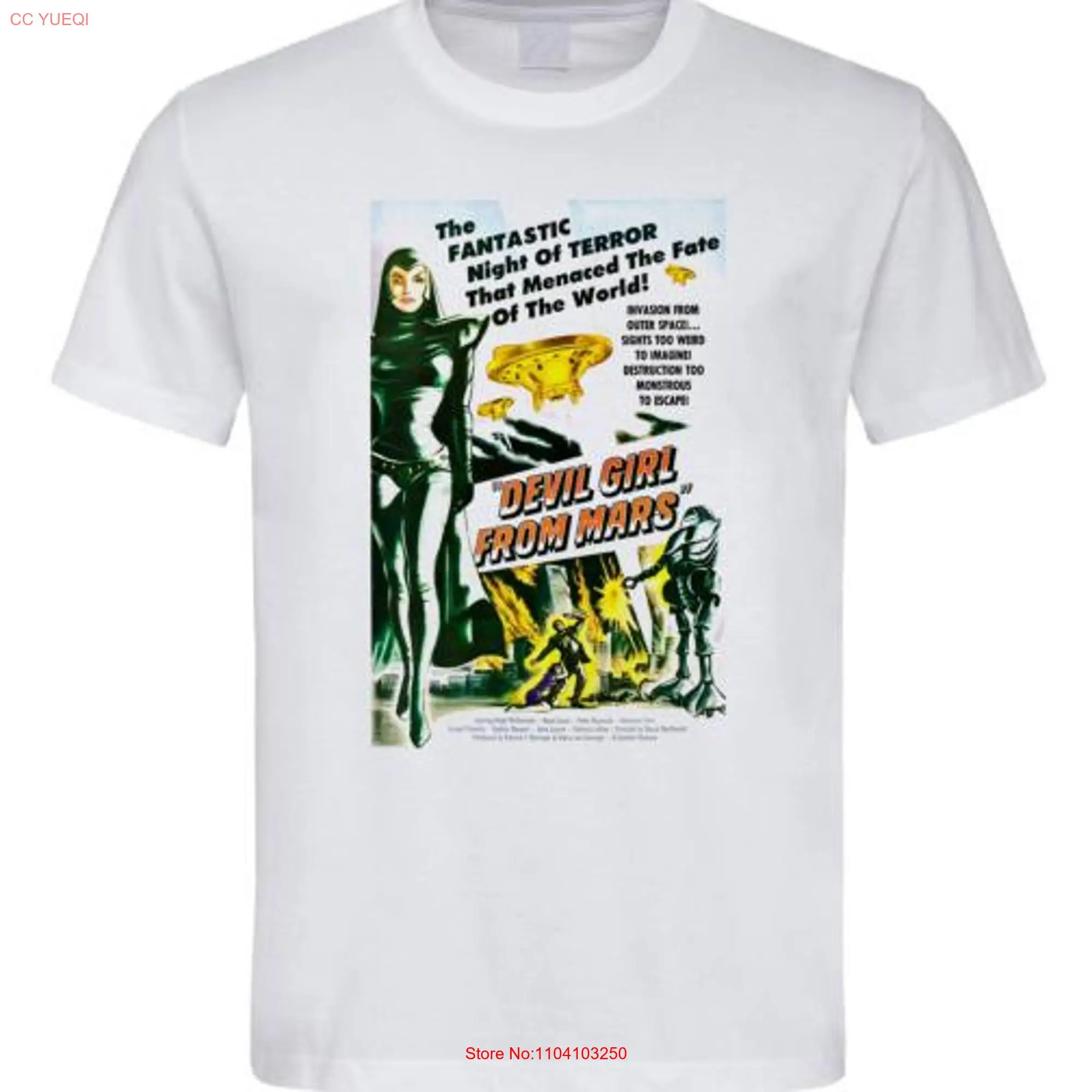 Devil Girl From Mars T Shirt Retro Style White 962 long or short sleeves