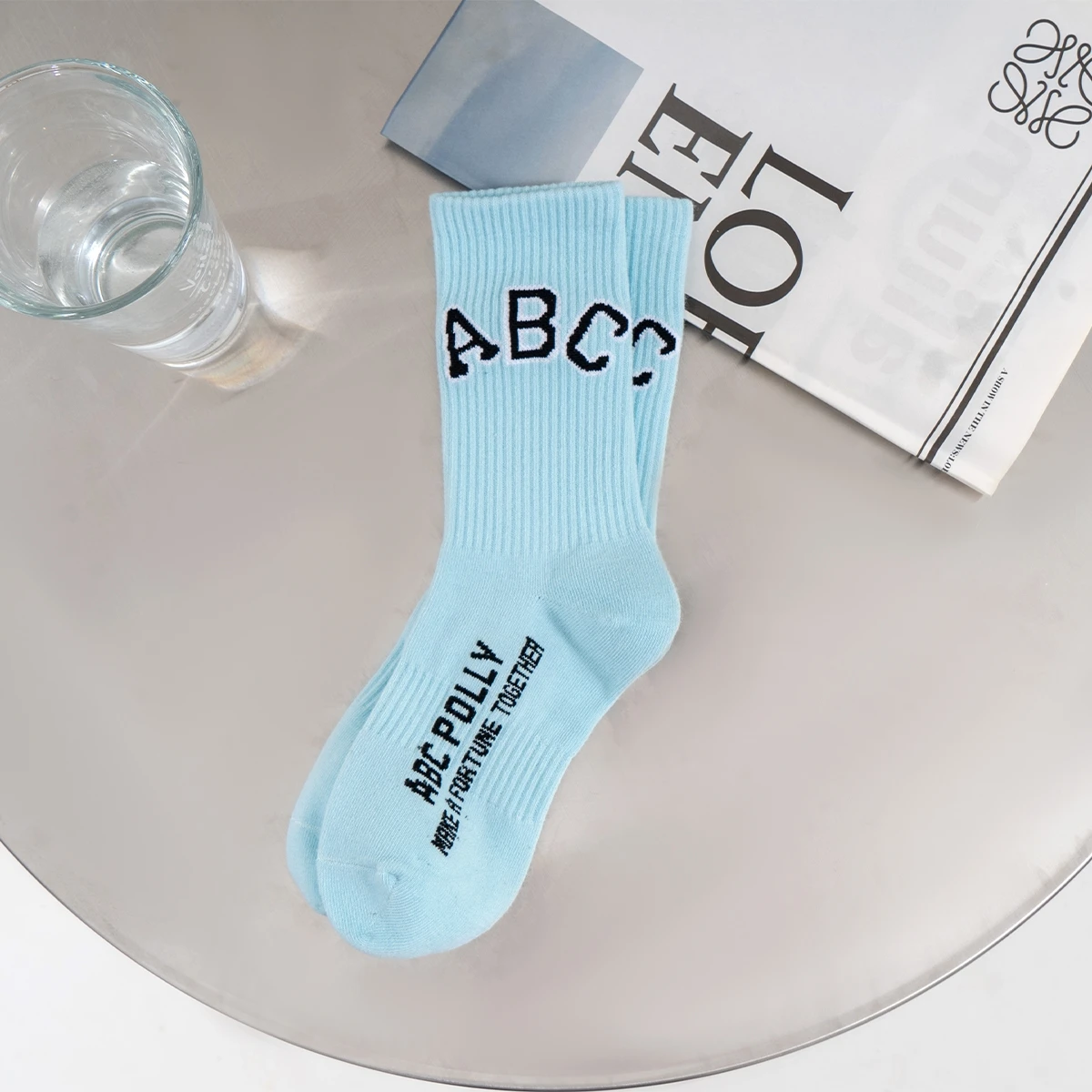 Calcetines largos y transpirables con letras ABC para adolescentes, medias cortas de alta calidad, elásticas, para Golf, playa, para interiores, Harajuku
