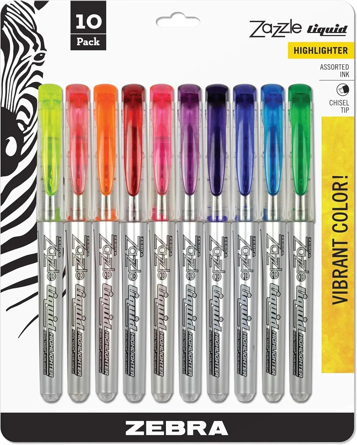 

10-Pack Fluorescent Highlighter Pens, Chisel Tip for Smooth Highlighting, Visible Ink Supply for School & Office Use
