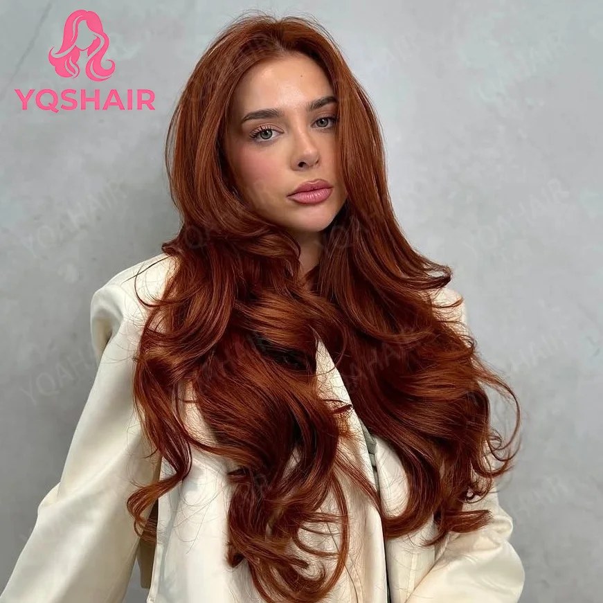 

Красновато-коричневый 100% человеческие волосы 13x4 HD Кружевной фронтальный парик Бразильский цвет 13x4 Объемная волна Парики из человеческих волос Hd Прозрачный парик для женщин