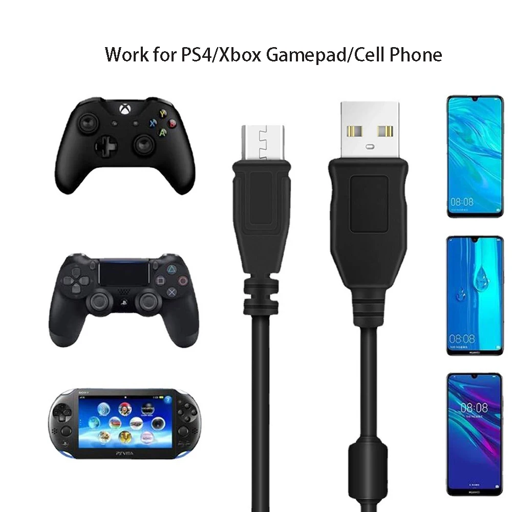 3M Power Data Cable for PS4 Xbox One PS Vita Game Handle Cord with Anti Interference Magnetic Ring Micro USB Charging Wire