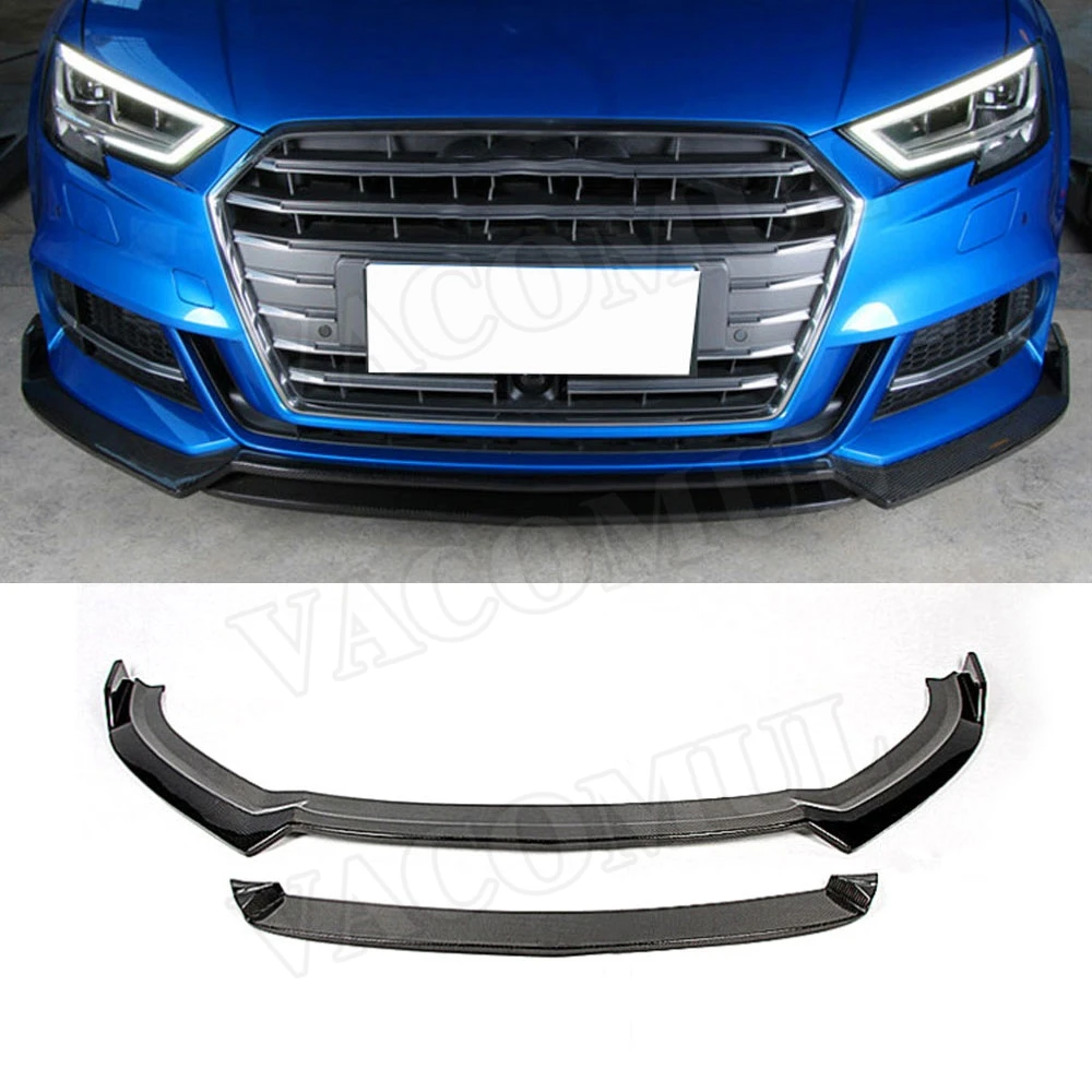 Carbon Fiber Front Lip Chin Spoiler For Audi Sline S3 Sedan Not A3 Standard 2017-2019 Bumper Guard