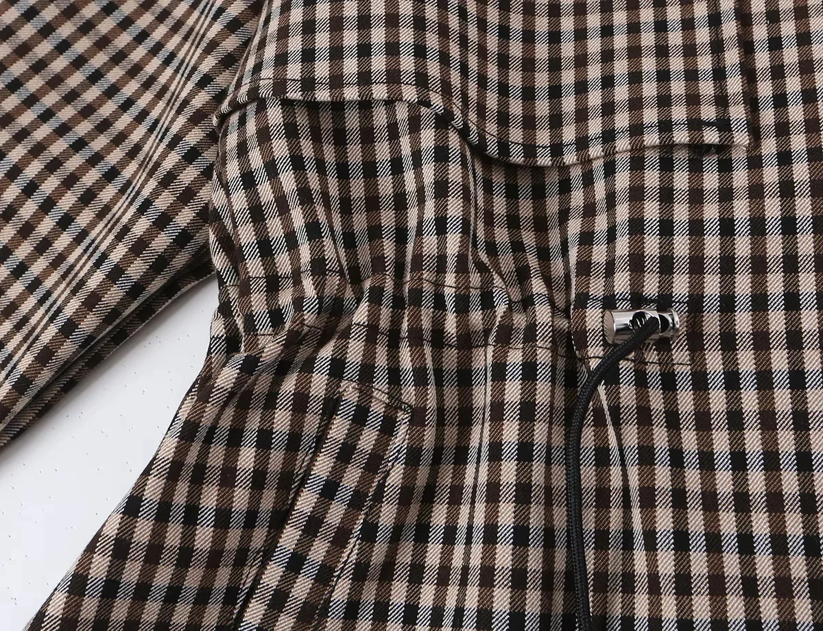 KONDALA Vintage Casual Chic Damen Trenchcoat, kariert, mit Einzelknopf, Umlegekragen, modischer Mantel, Herbst-Winter-Mantel 2026 – Detail 6