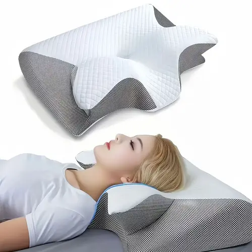 Imagen 2 del producto Almohada Cervical de Espuma Viscoelástica Butterfly, Rebote Lento, Contorno Ergonómico, Soporte Ortopédico para Alivio del Dolor de Cuello y Hombros, Sueño Profundo