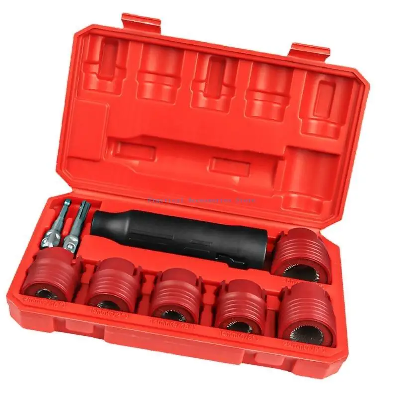 U75E Set Sikat Pembersih Kancing Roda Otomotif 9 Buah Efisien Penghilang Puing untuk Penghilang Karat untuk Penggemar & DIY