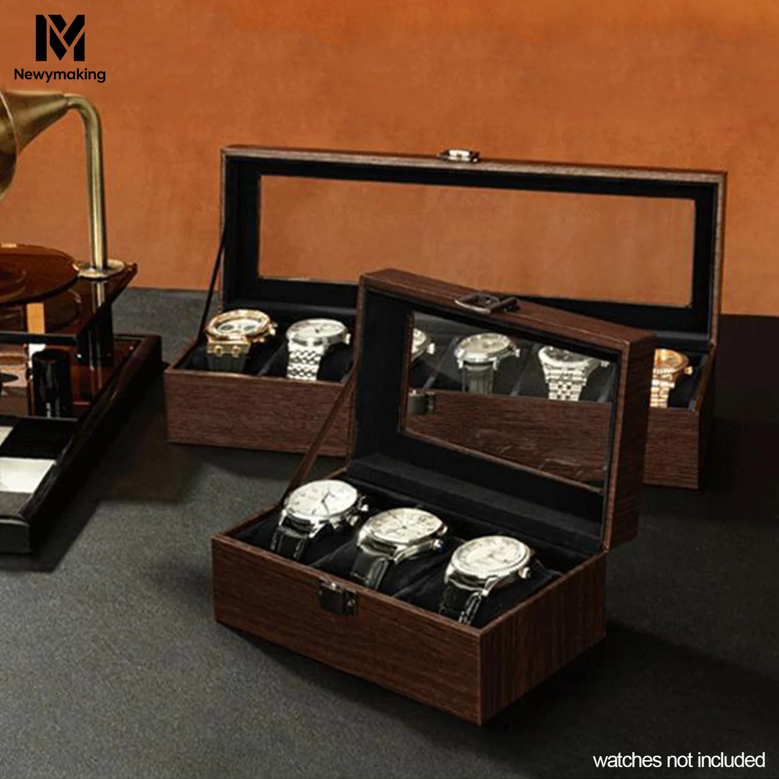 3/6/10/12/4+2 Slots Wood Grain Watch Storage Box Soft Lining Wristwatch Display Organizer Case For Men/Women Watch Collection