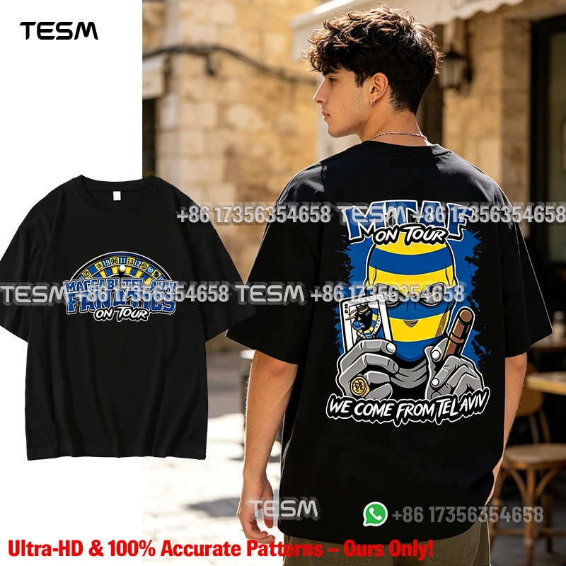TESM 100 Cotton Men Ultras Football Fan T-Shirt Back Print Short Sleeve Streetwear Hip Hop Casual Black Tees