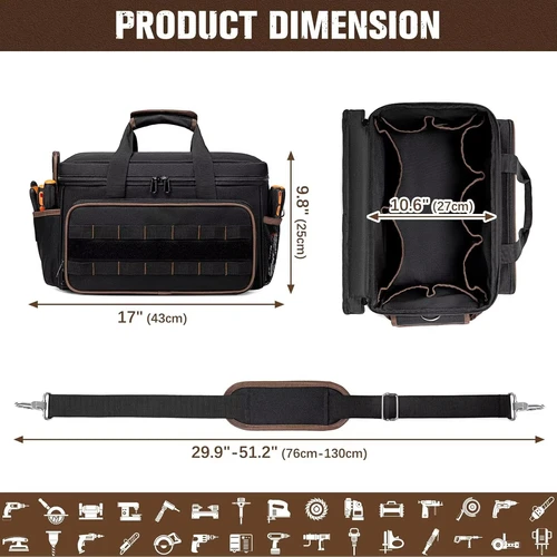 Imagen 2 del producto DGEV Bolsa de herramientas, organizador de bolsa de herramientas, bolsa de herramientas para electricista, bolsa de herramientas, carrito de herramientas, bolsas de herramientas para electricistas