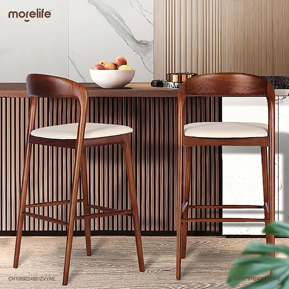 Nordic Solid Wood Bar Chairs Chinese Toon Wood/Ash Wood Minimalist Household Island High Stools Counter Stool Home Furniture