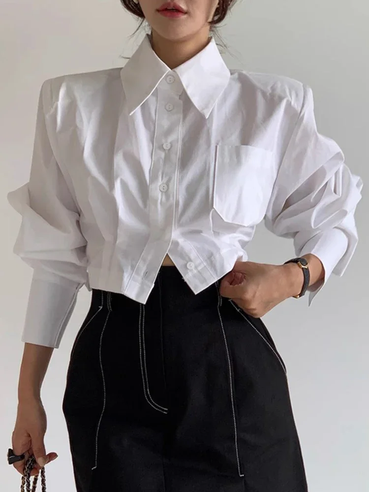 Back Hollow Out Bandage Blusas Mujer Long Sleeve Shirts Blouses Lapel Camisas Single Breasted Ropa Spring Womens Clothing