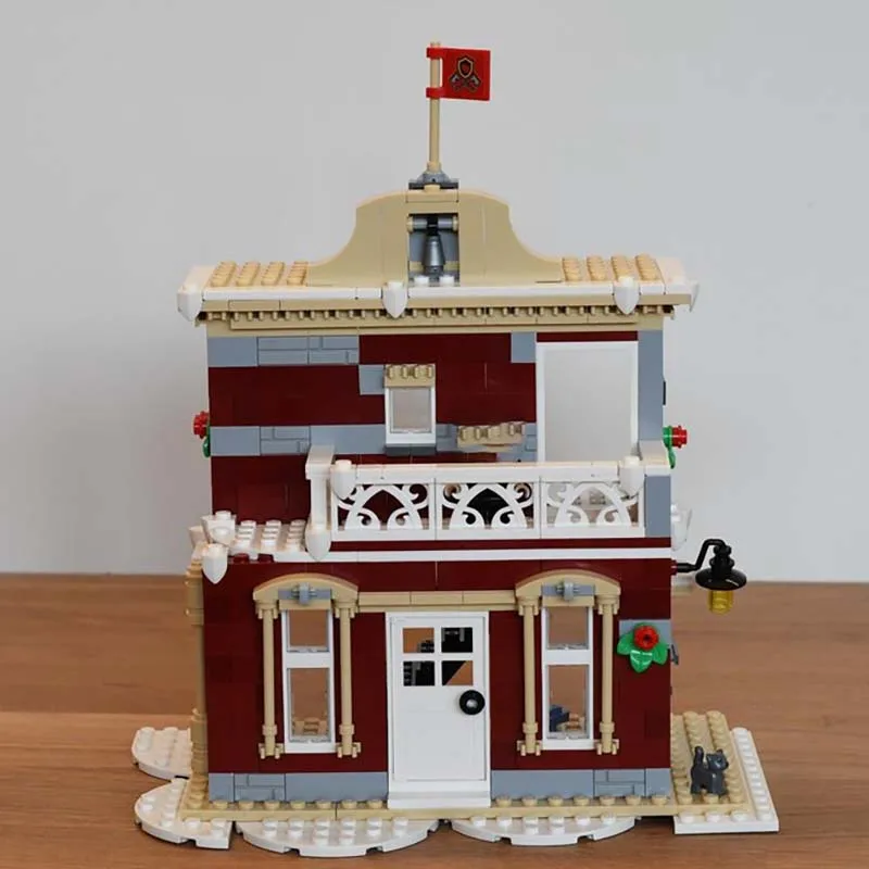 Moc Bouwstenen Winterdorp huizen en food trucks Model Technologie Modulaire Blokken Geschenken Kerst Speelgoed DIY Sets Montage