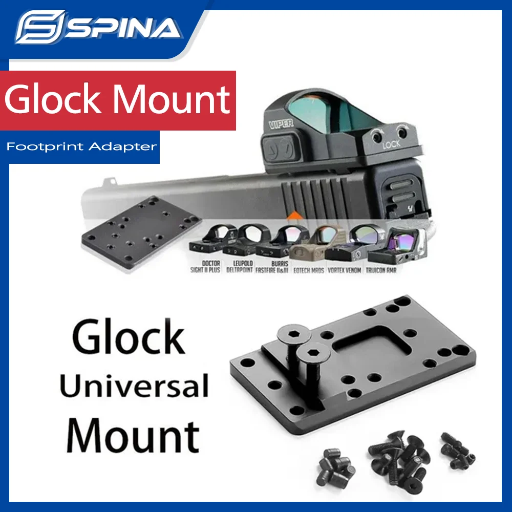 

SPINA OPTICS Pistol Rear Sight Glock Plate Base Mount Compatible RMR/DOCTOR/BURRIS/MROS Footprint Glock Model G17 19 20 21 22 26