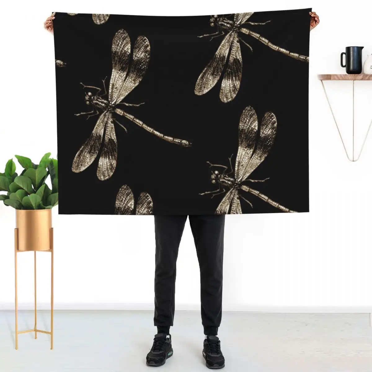Golden Dragonflies - Dragonfly Vintage Fine Art Throw Blanket Winter beds for winter Shaggy Sofa Kid'S Moving Blankets