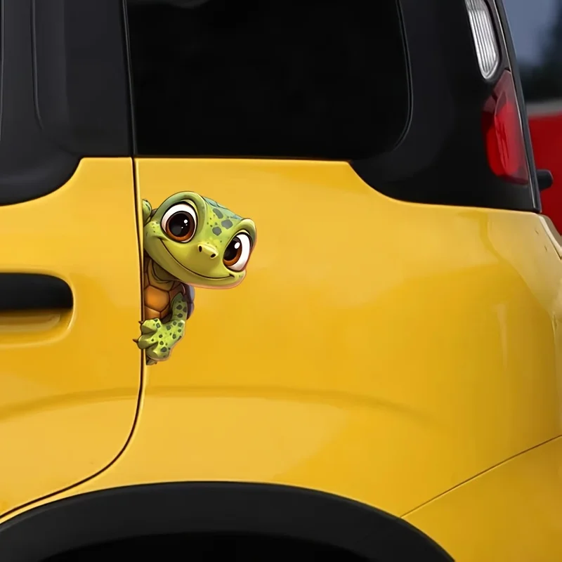 Cute little turtle 3D car sticker - cartoon design, waterproof PVC vinyl body, motorcycle, disposable, turtle decoration