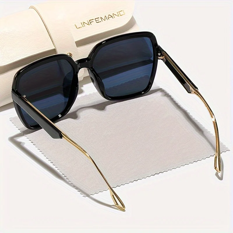 LINFEMAND Mode Polygon Großen Rahmen Dekorative Sonnenbrille UV400 Gradienten Objektiv Anti-reflektierende Frauen Party Karneval Festival Geschenk – Detail 5