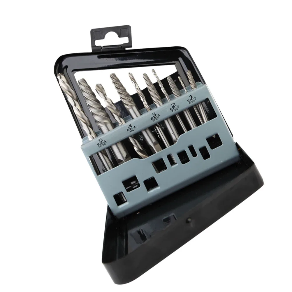 

10Pcs Rigid Screw Extractor Set Steel Hardened Bolt Removal Kit for Broken Stripped Rusted Screws Easy Extraction Tool