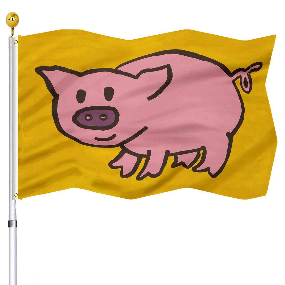 Funny Cartoon Pig Flag Vivid Color and UV Fade Resistant Banner Flags House Interior Porch Outdoor with Brass Grommets Yard Flag