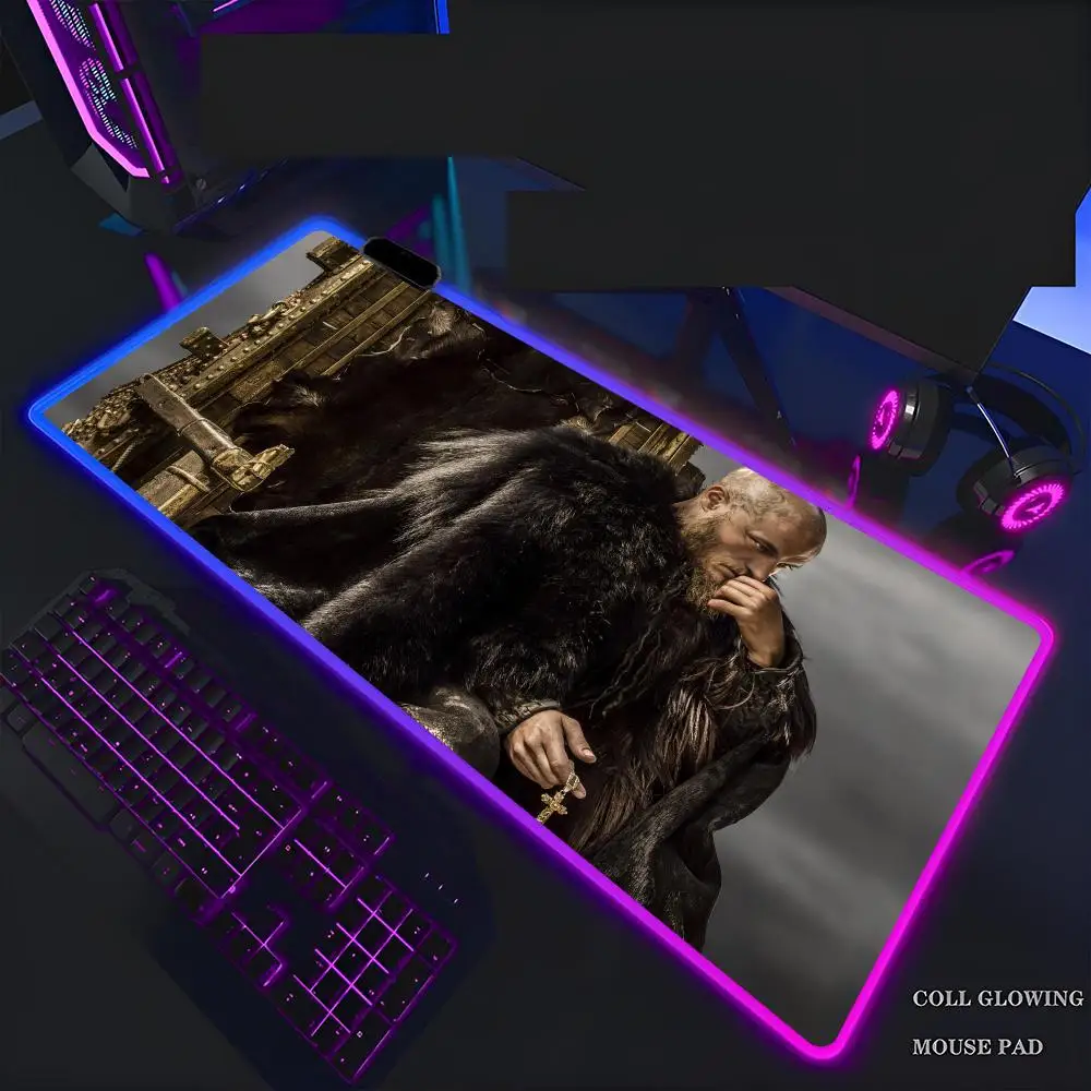 

V-vikings R-Ragnar L-Lothbrokes Mouse Pad Mousepad Rgb mouse gamer Mouse Pad Gaming Backlight Pc Accessories Gamer Keyboard Backlit Mat Desk Protector Mats Xxl Large Anime