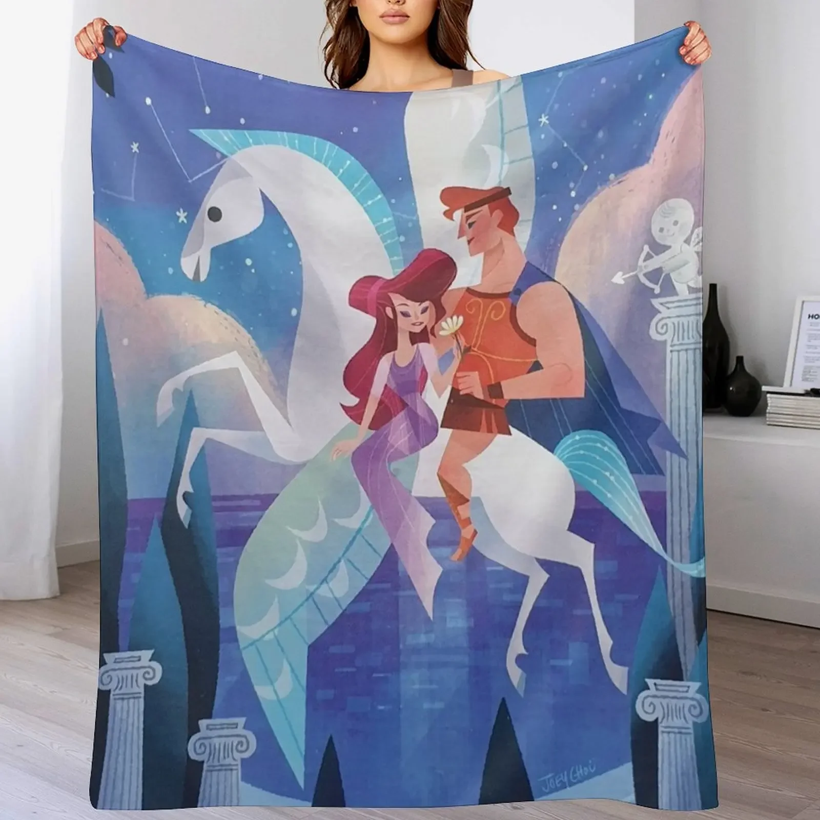 

Hercules, Meg & Pegasus Throw Blanket Custom Summer Beddings Blankets Sofas Of Decoration Cute Plaid Blankets