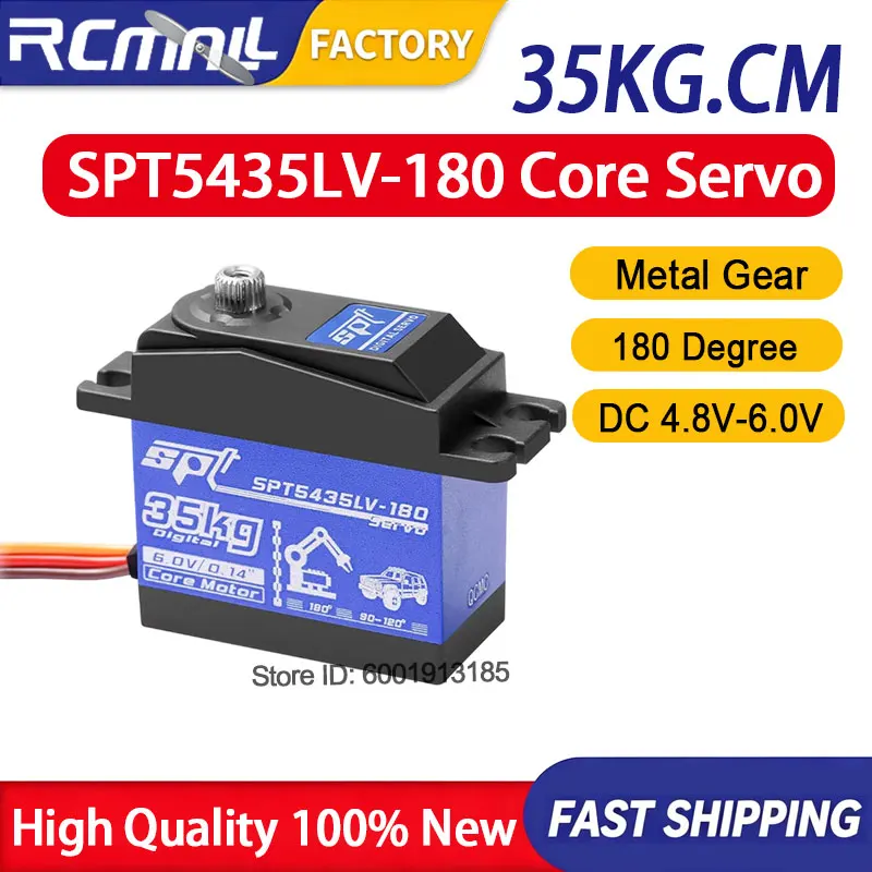 SPT5435LV-180 35kg High Torque Digital Servo 6V Metal Gear Half Aluminum Shell for 1/8 1/10 RC Crawler Airplane Accessories