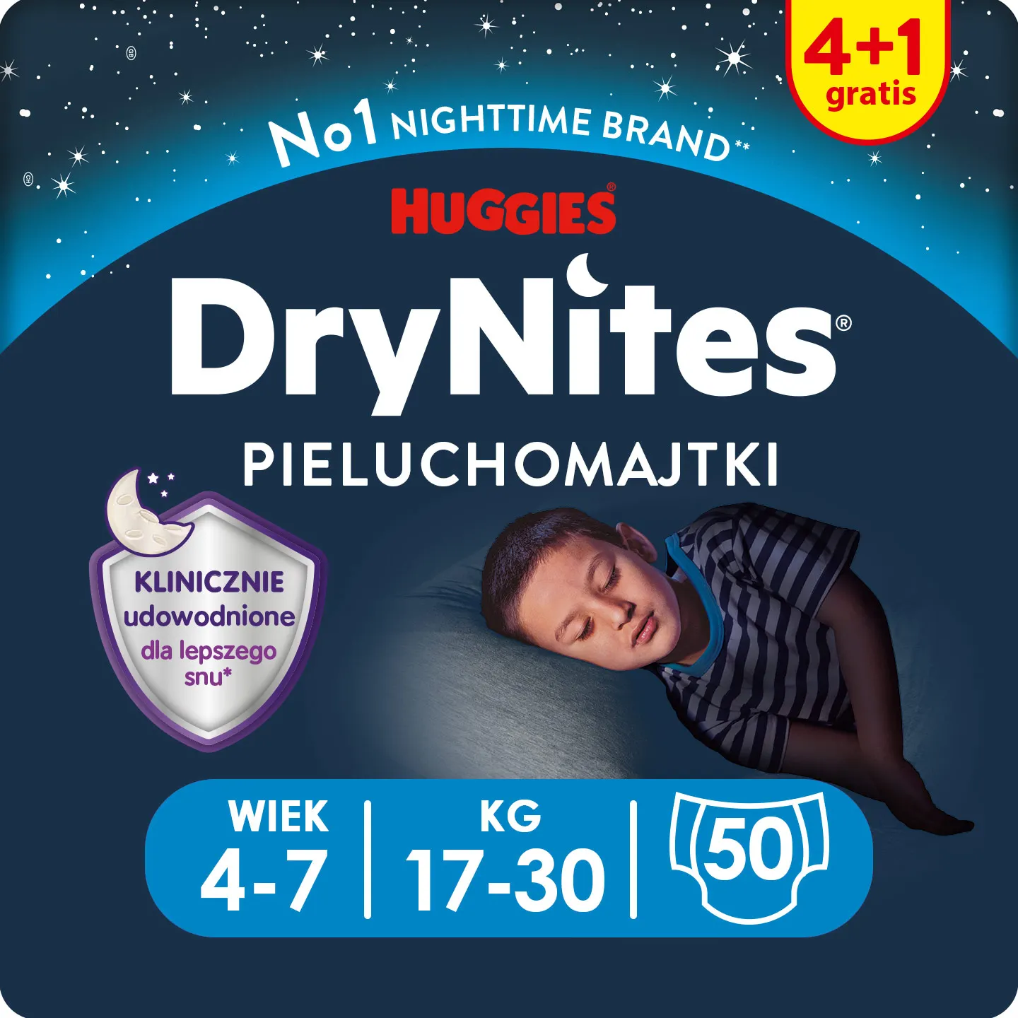 HUGGIES DryNites Boy 4-7 Years (17-30kg) 5x10 PCs