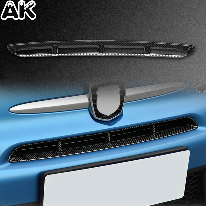 Real Carbon Fiber For Fiat Abarth 595 695 2017-2025 Car Front Mid-Grille Air Intake Grille Trim Cover Car Interior Accessories