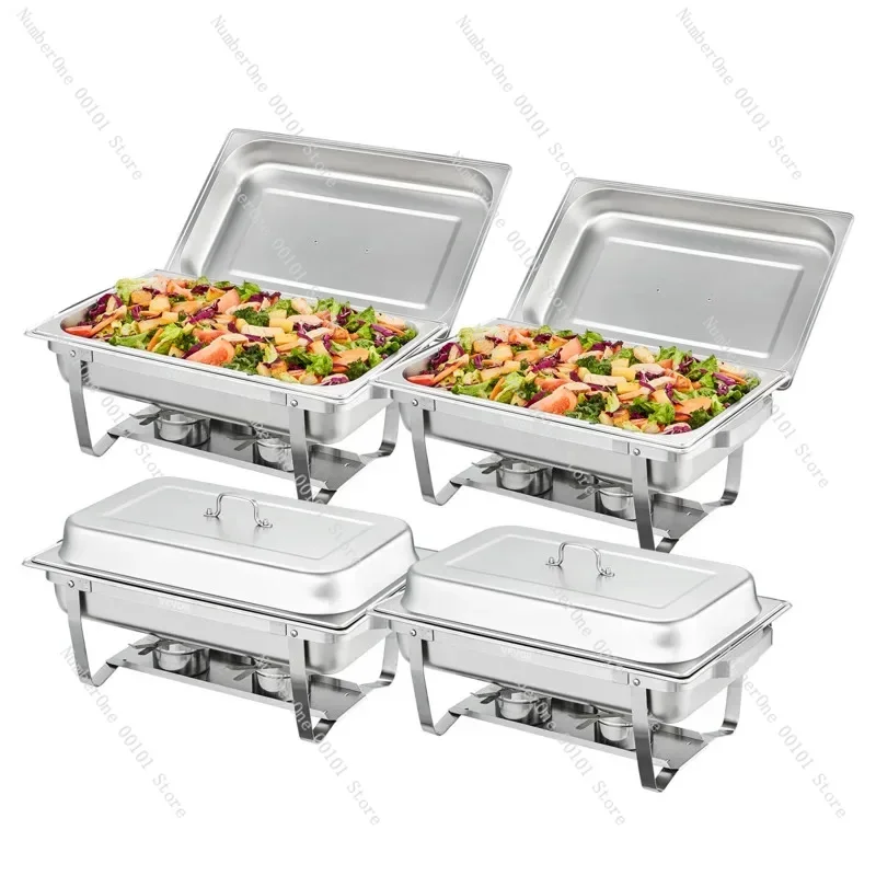 1Pcs 1/2/3 Grid Pans Rectangle Chafing Dish Stainless Steel Chafer Catering Buffet Set Food Warmer Server Commercial