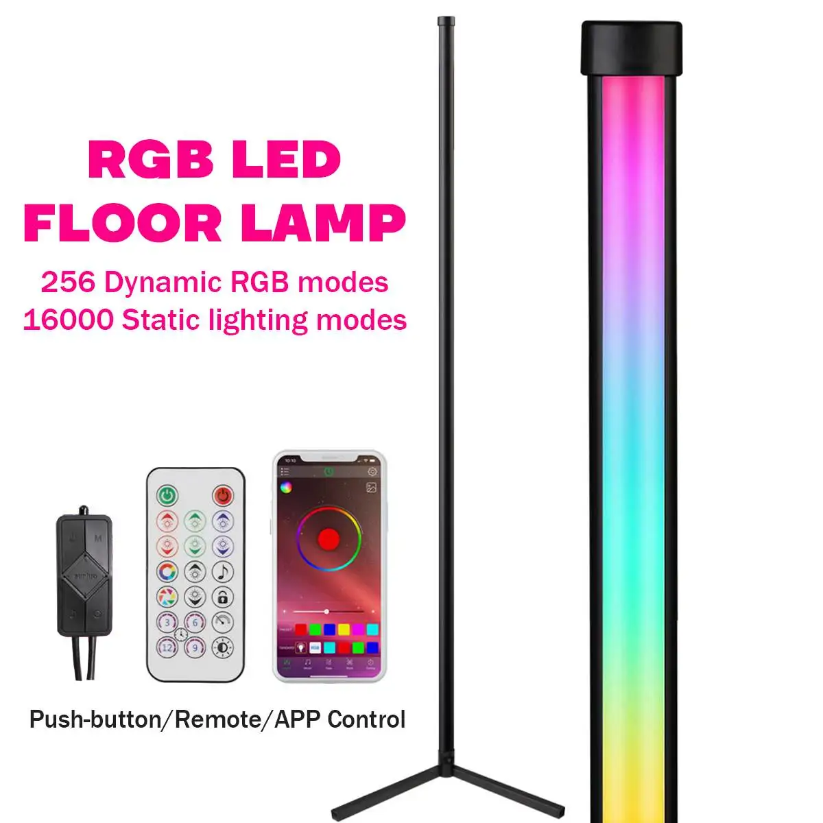 150CM RGB LED Floor Lamp For Living Room Atmosphere Smart Floor Corner Lighting with Sound /Remote Control Party Stand Lighting