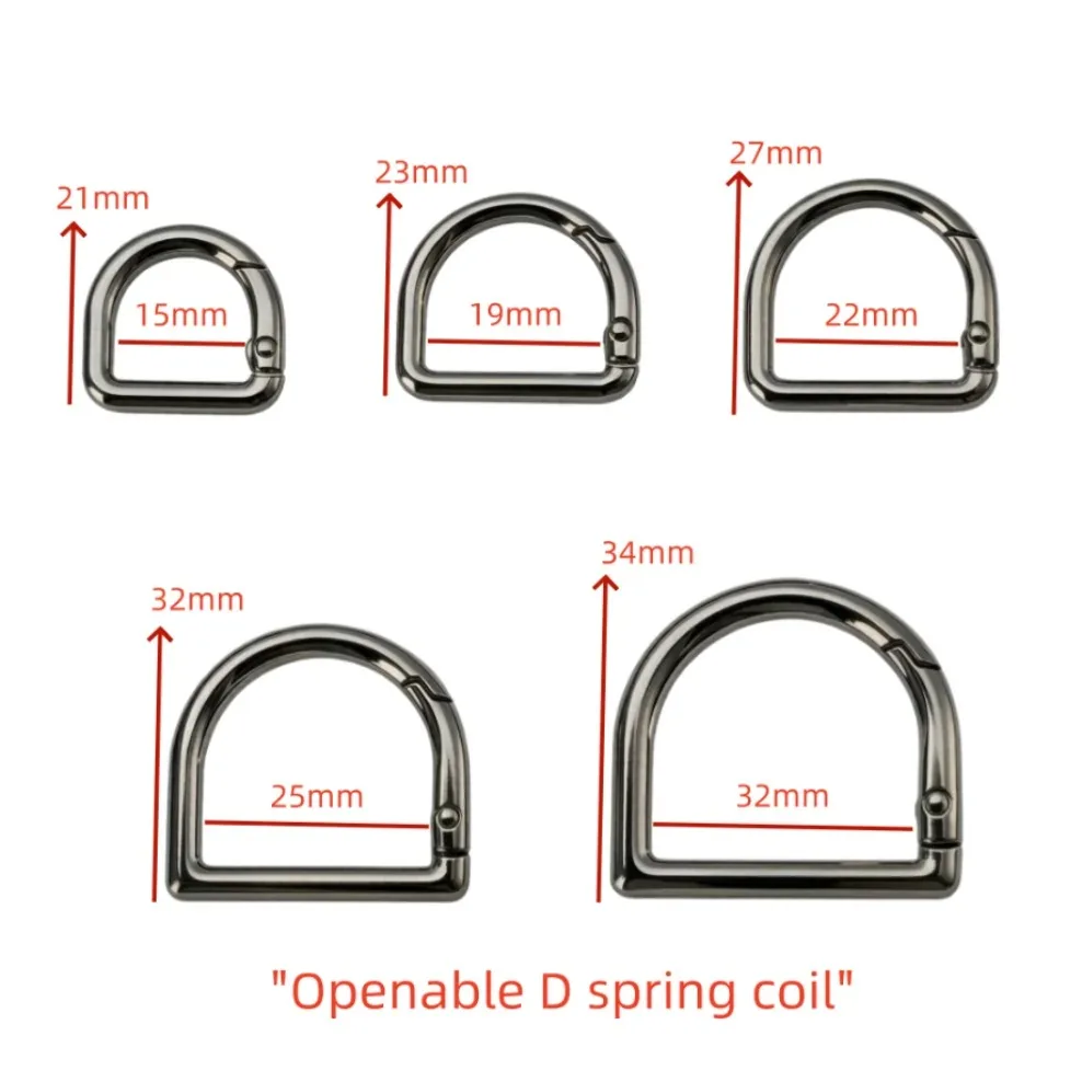 5-10 Pcs D Shape Type Spring Ring Openable Leather Bag Handbag Strap Buckle Connect Keyring Pendant Dog Chain Snap Clasp Clip  ﻿