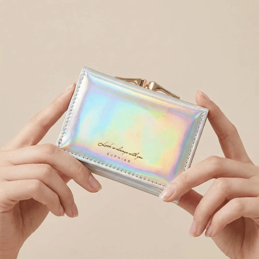 

Портативный многофункциональный кошелек с лазерной гравировкой и несколькими слотами для карт, маленький, цветной, тройного сложения, из искусственной кожи, с лазерной гравировкой, для монет, на каждый день