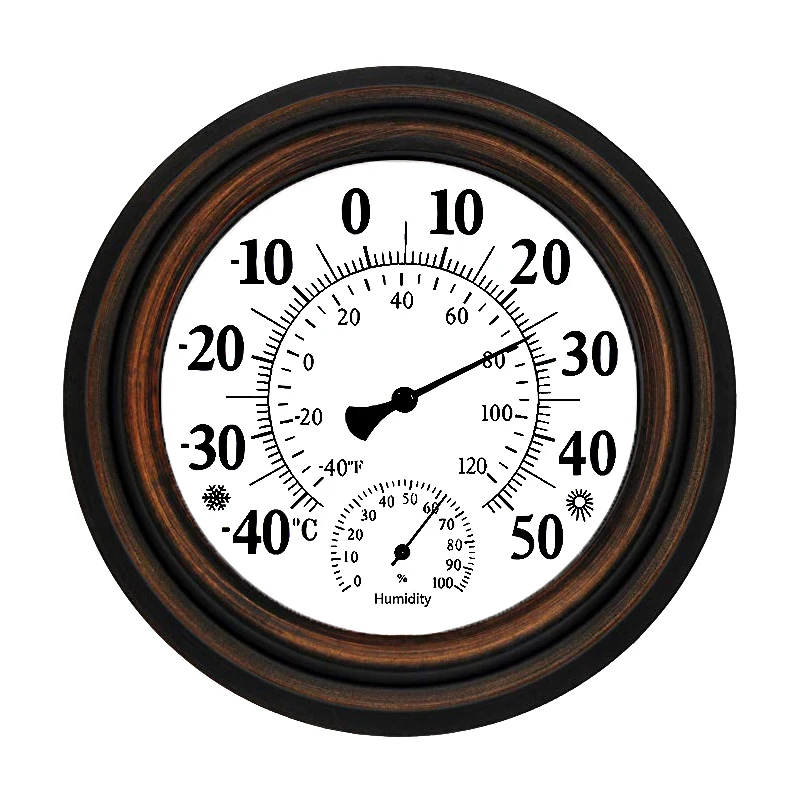 

20cm Antique Indoor Outdoor Thermometer Hygrometer Temperature Humidity Meter Wall Clock Thermometer for Greenhouse Home Decor