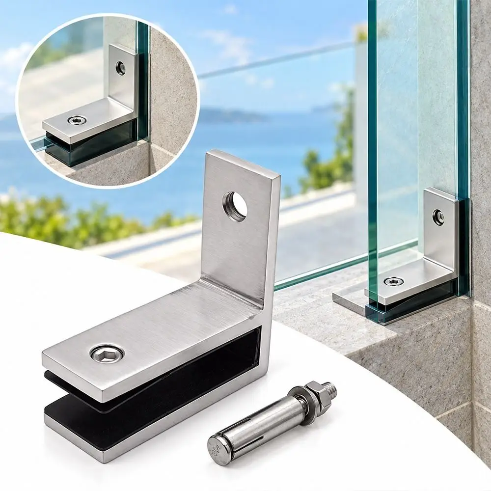 Stainless Steel Glass Clamp Bracket Satin Finish 90 Degree Stainless Steel Glass Clamp Heavy Duty 180 Degree